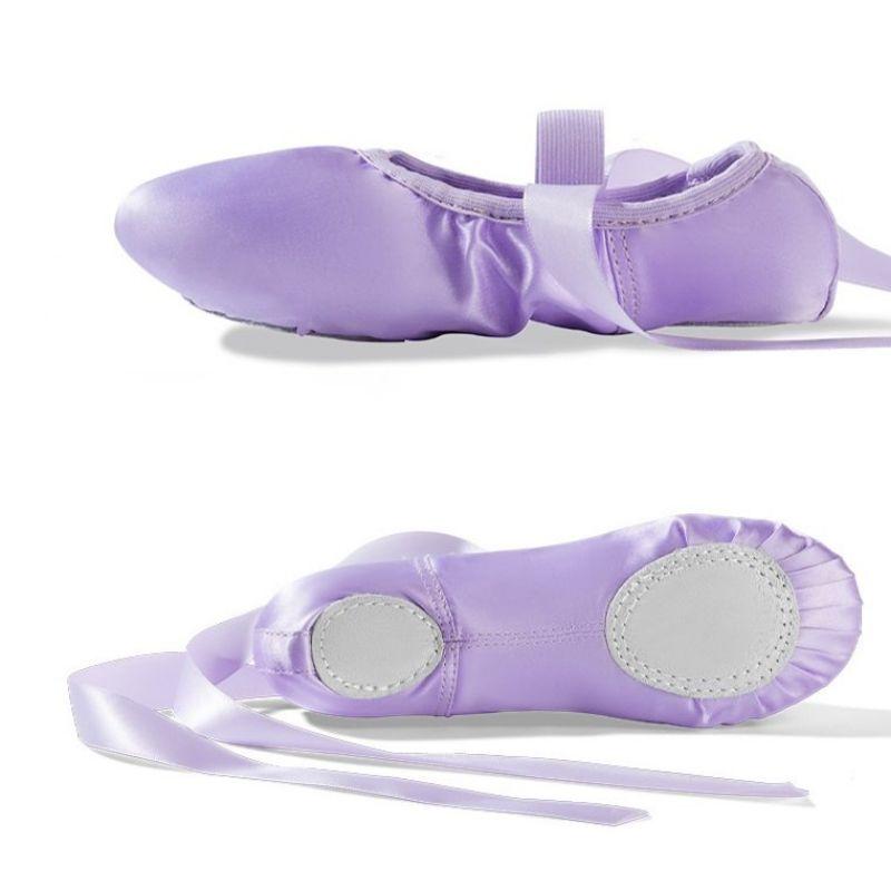 Giày múa ballet satin cao cấp màu tím