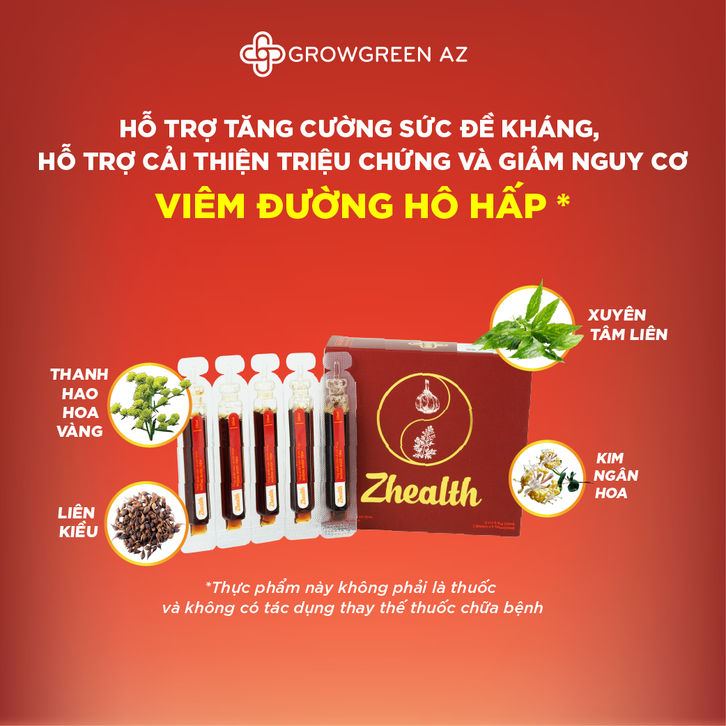 Siro Zhealth - Hỗ trợ tăng cường sức đề kháng, Hệ miễn dịch, Bổ phế, Giảm ho tức thì, Cải thiện sức khỏe đường hô hấp cho trẻ nhỏ, người già