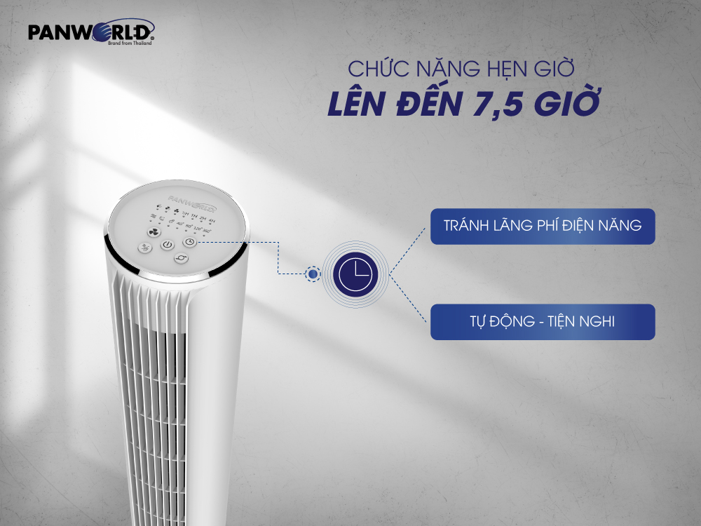 Quạt Tháp không cánh Panworld The Luxuria PW-L360 không cánh xoay 360 độ lọc không khí hẹn giờ thương hiệu Thái Lan - Hàng chính hãng