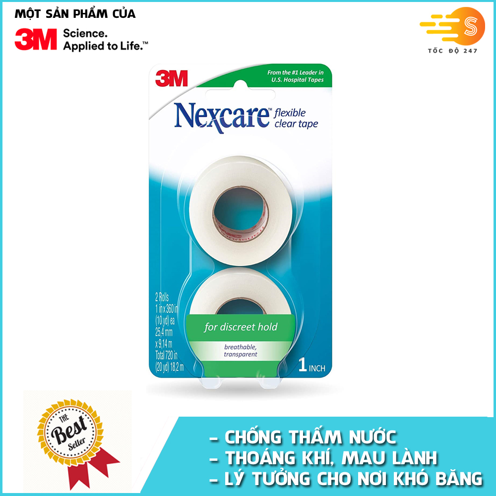 Bộ 2 cuộn băng keo y tế trong suốt cao cấp Nexcare 3M BKYT-771-2PK