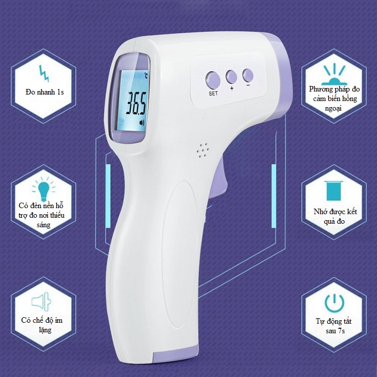 Nhiệt kế đo nhiệt đô cơ thể không tiếp xúc và máy đo nhịp tim, nồng độ oxy trong máu