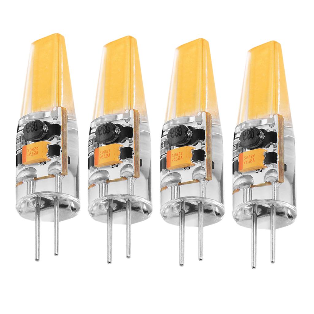 4x G4 3W Dimmable COB LED Bulb 220V Glass Silicone
