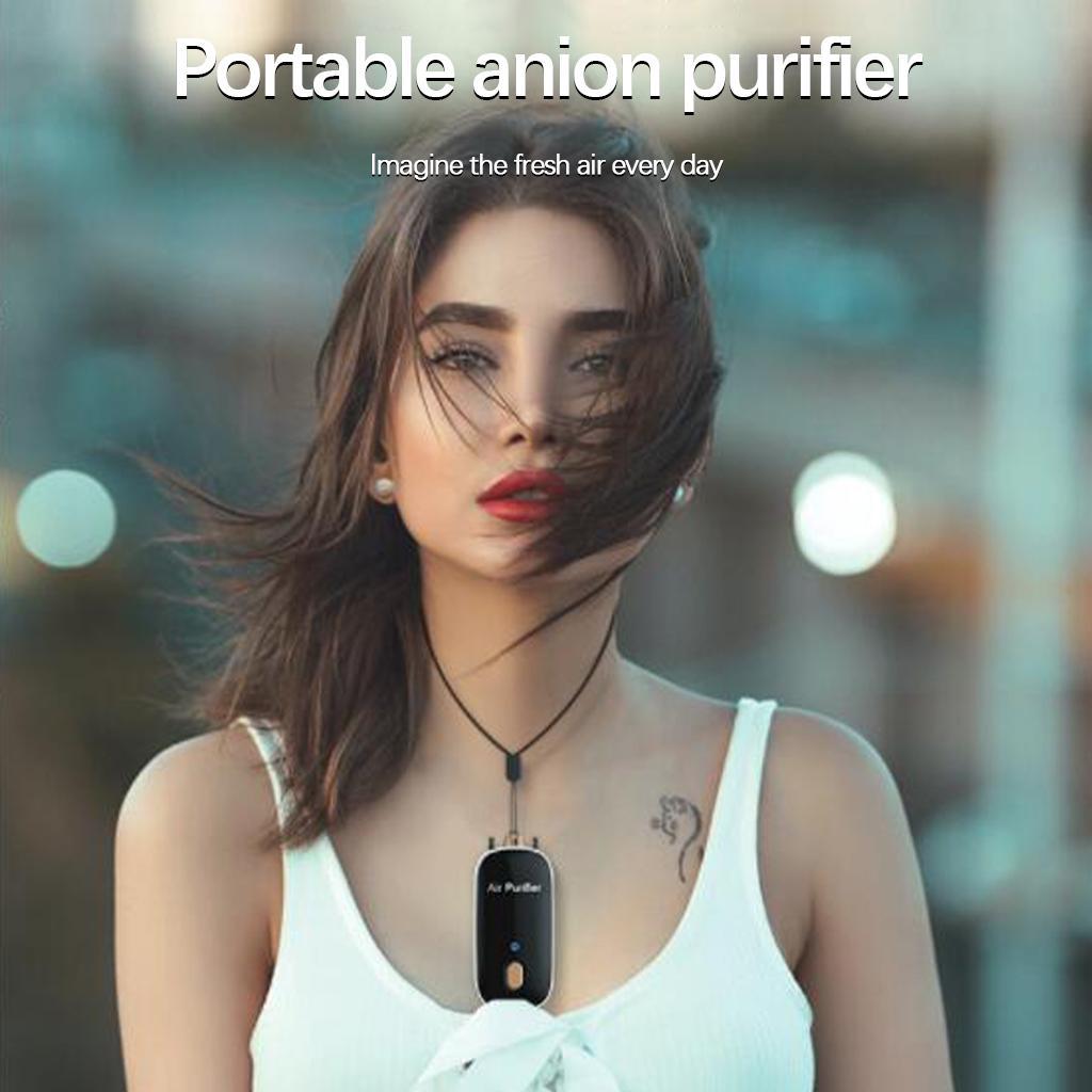 2X Portable Personal Necklace Air Purifier Wearable Freshener Air Cleaner White