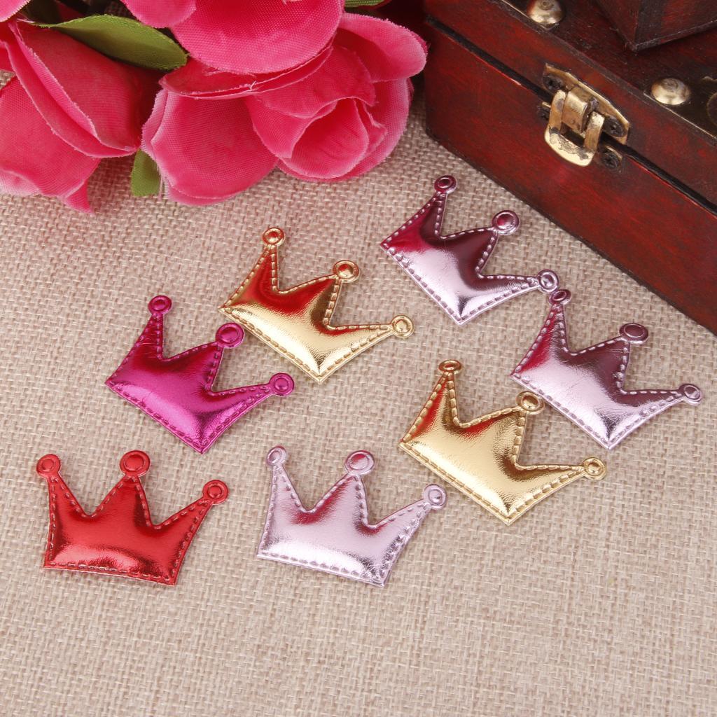20pcs PU Crown Hair Clips Making For Baby Girls Headband DIY
