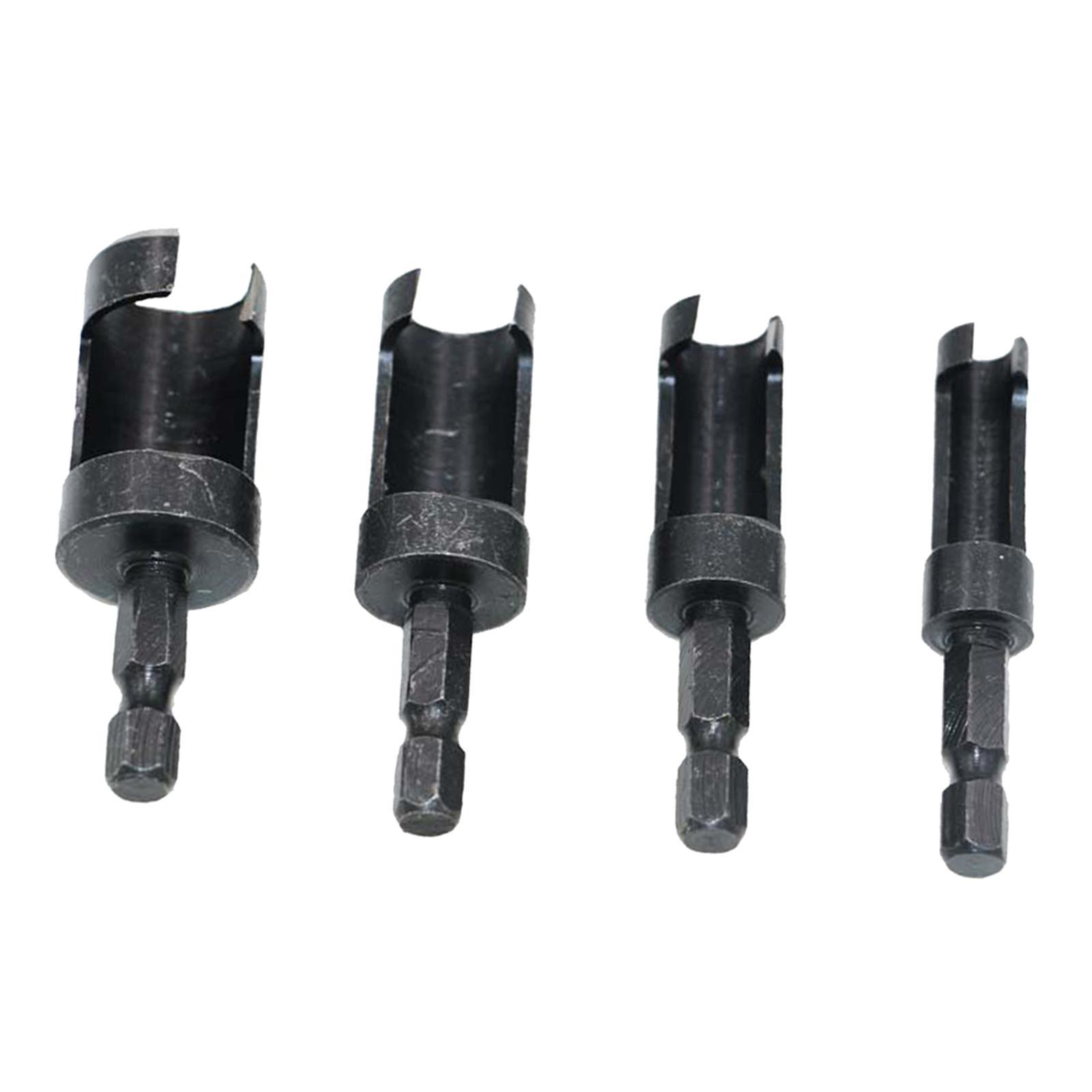 4 Pieces of Wood Plug Cutter Cutting Tool Set Hex Shank Drill Bit Set