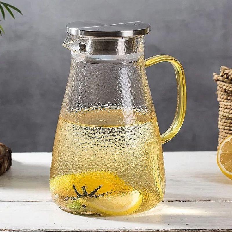 Bình Ấm Thủy Tinh Cao Cấp 1,5 Lít - 1,8 Lít Đun Nước Chịu Nhiệt Quai Vàng