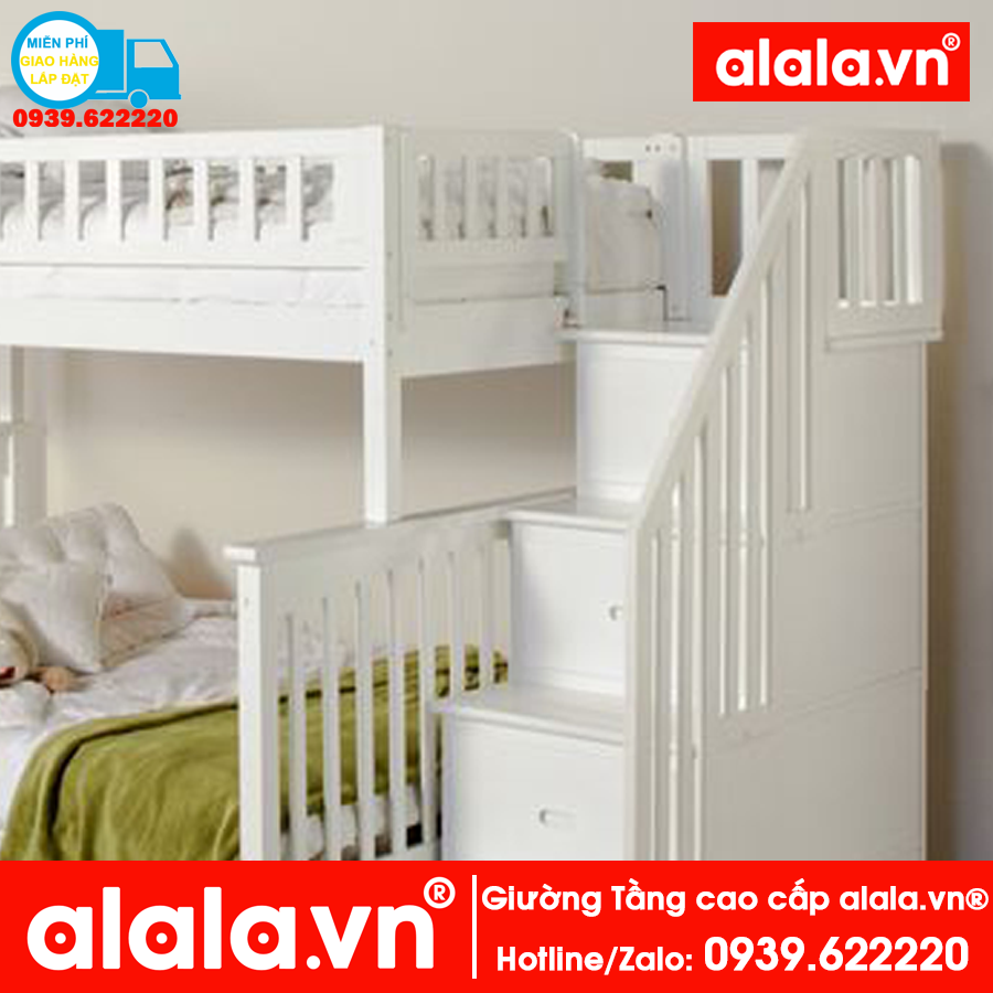 Giường Tầng ALALA trên 1m4, dưới 1m6 (màu trắng)- Thương hiệu alala.vn - ALALA101