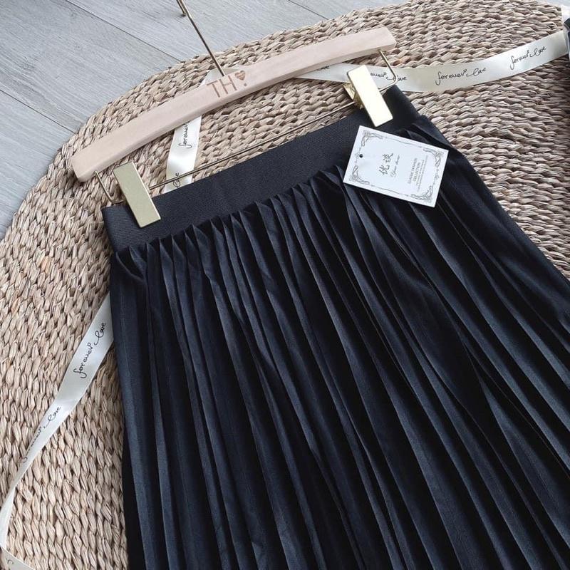 Chân váy dập li quốc dân cạp chun co giãn