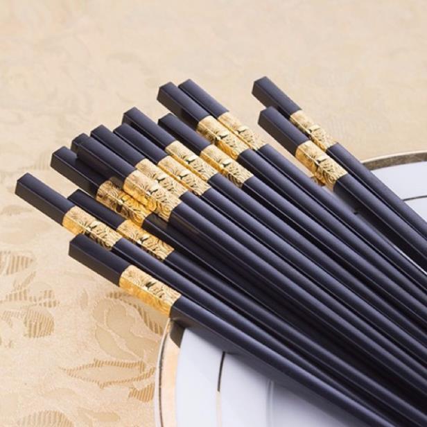 Bộ 10 đôi đũa sừng bọc vàng và trắng hàng xuất Nhật cao cấp GDTH