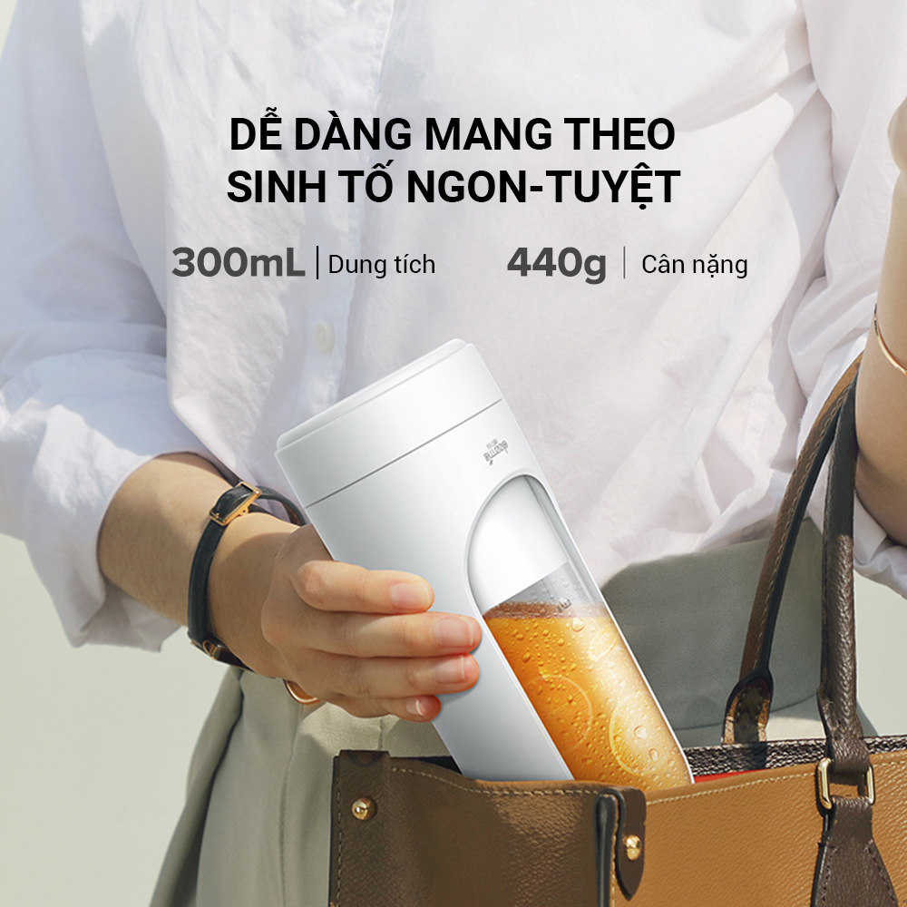 Máy Xay Sinh Tố Cầm Tay Deerma NU30 Dung Tích 300mL Sử Dụng Pin Sạc Cổng USB - Hàng Nhập Khẩu