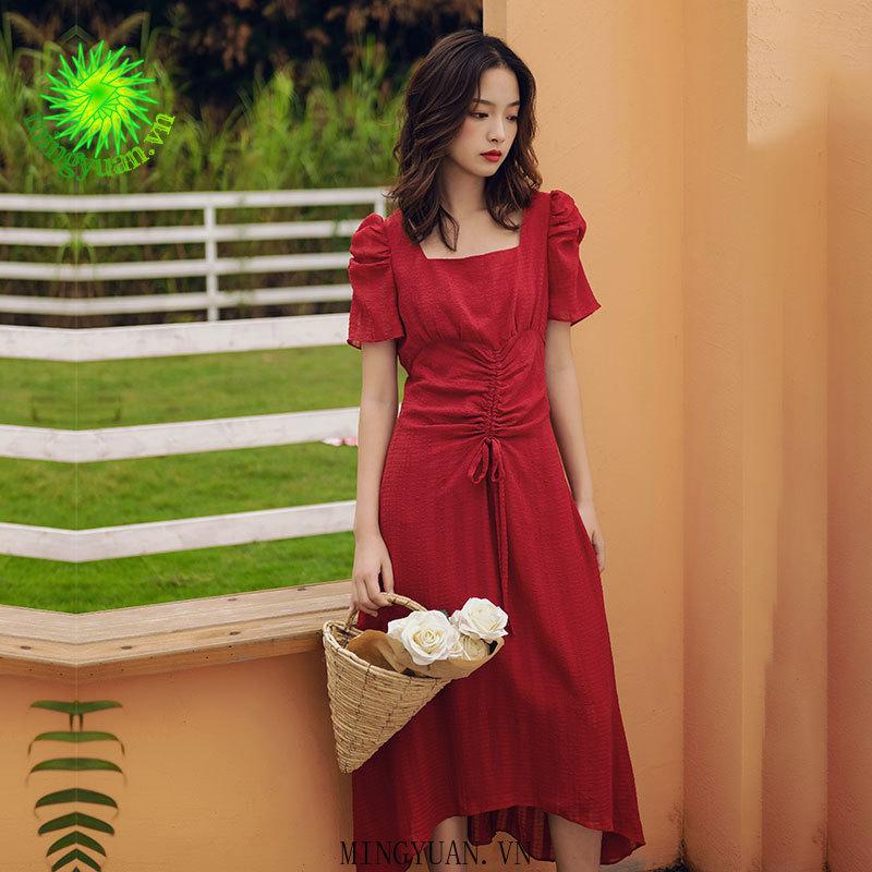 Đầm Voan Cổ Vuông Tay Phồng Thời Trang Mùa Hè Dành Cho Nữ