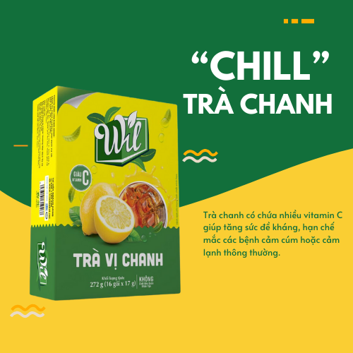 Trà hòa tan vị chanh Wil bổ sung Vitamin C giải khát hộp 272g