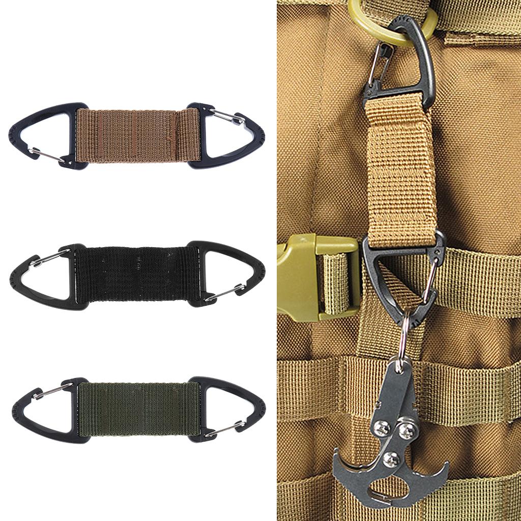 Outdoor Hiking High Strength Nylon Webbing Double Ended Triangular Carabiner Clip Spring Snap Hook