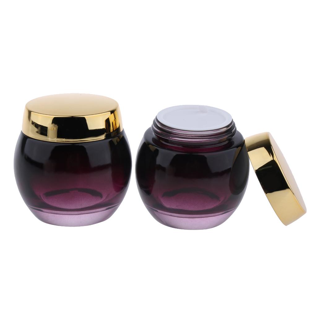 2Pcs 120g Glass Mask Jar Cream Containers Cosmetic Empty Can Sample Bottle - Purple Gradient Bottle Body - Refillable/Reusable