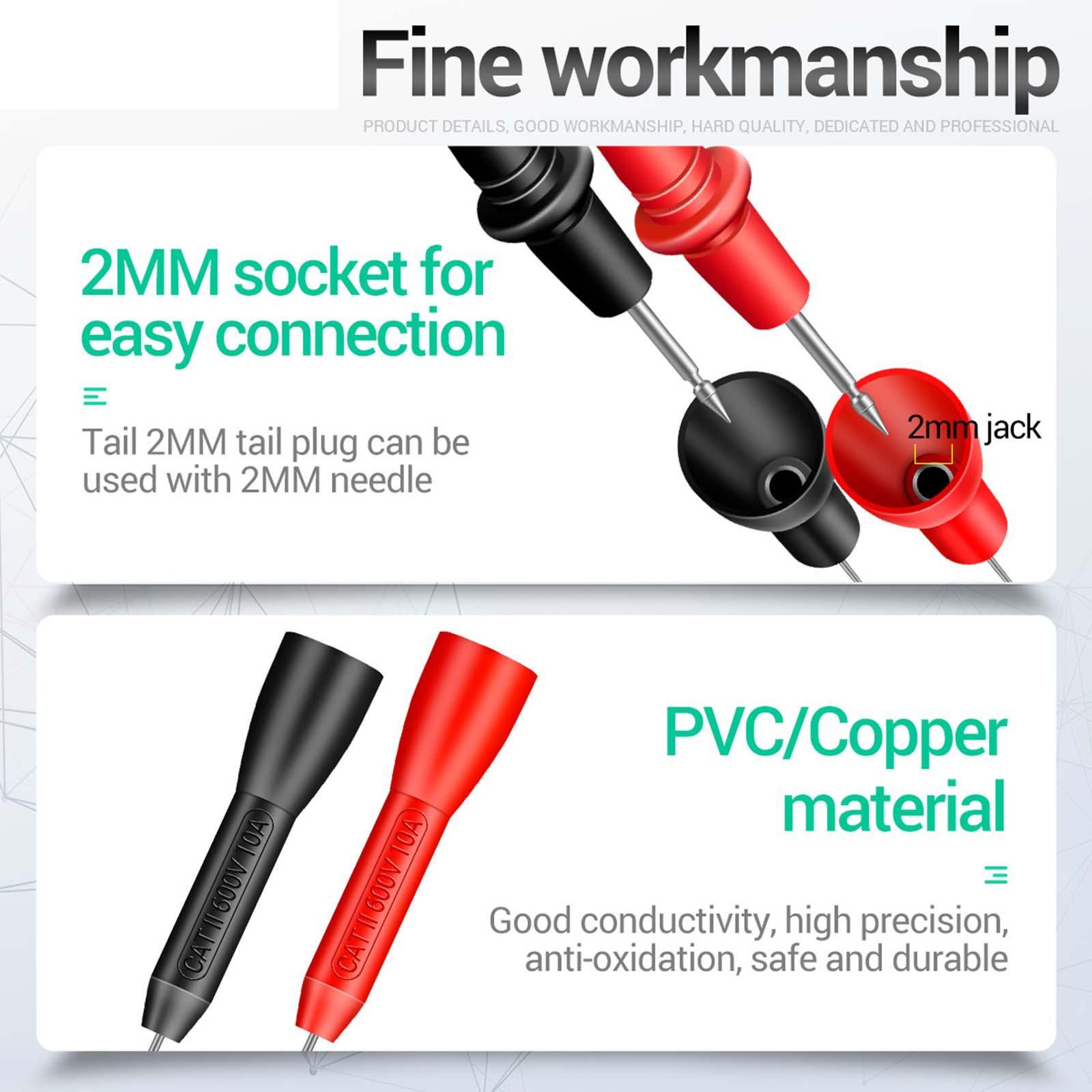 Back Probes Needle Pin Probe Multimeter Probes Test Leads 600V/10A for 2mm Test Leads