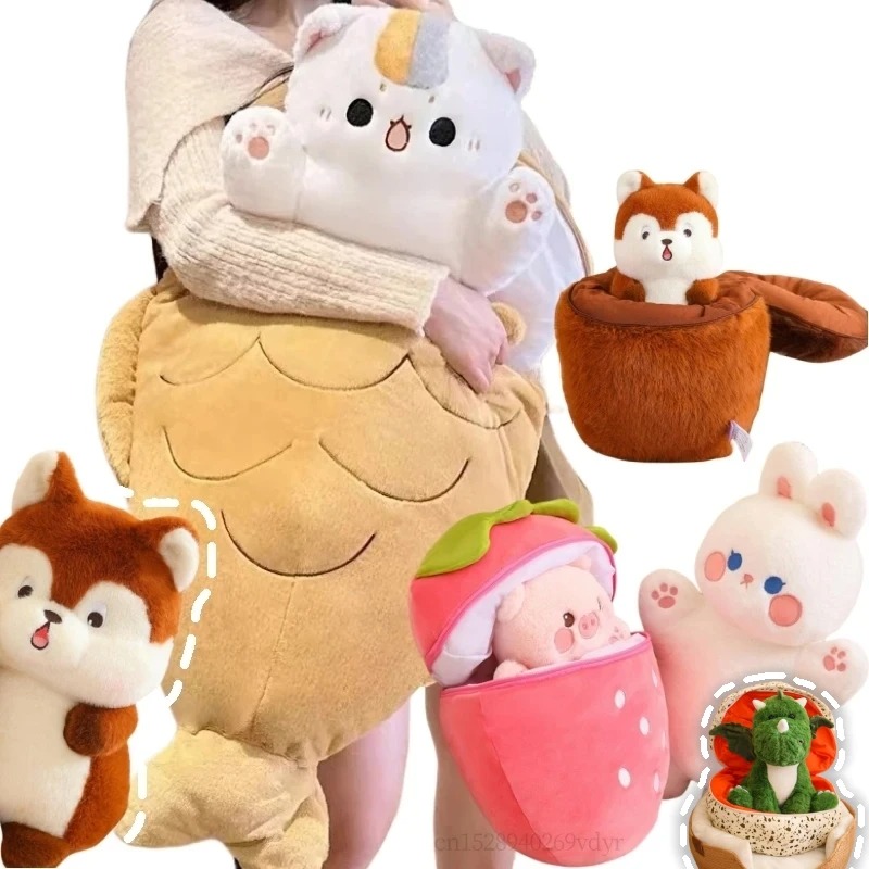 Thú nhồi bông mèo cá nướng, thỏ cà rốt đáng yêu - Size 60cm - Quà tặng gấu bông chó trong khúc xương êm mịn