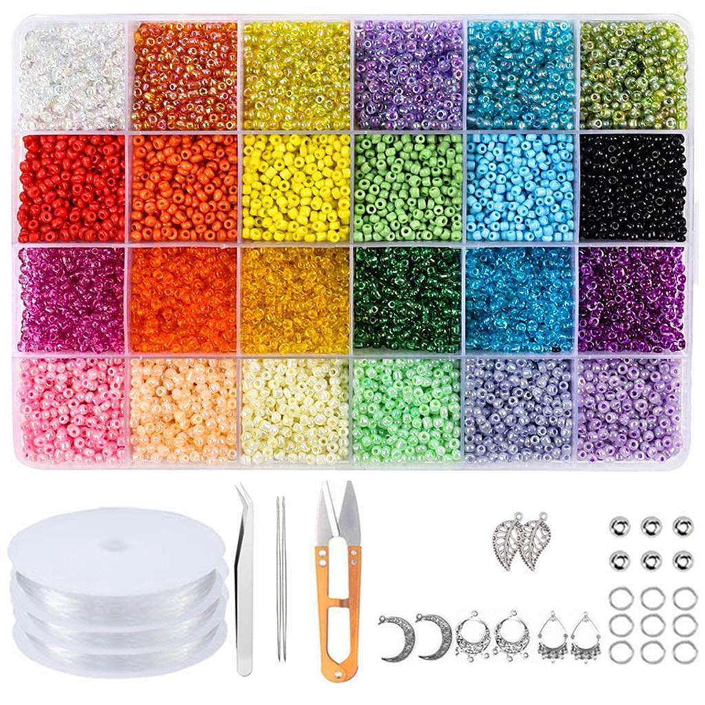 Jewelry Making Kit Glass Seed Beads Box Lobster Clasps Beading Cord DIY