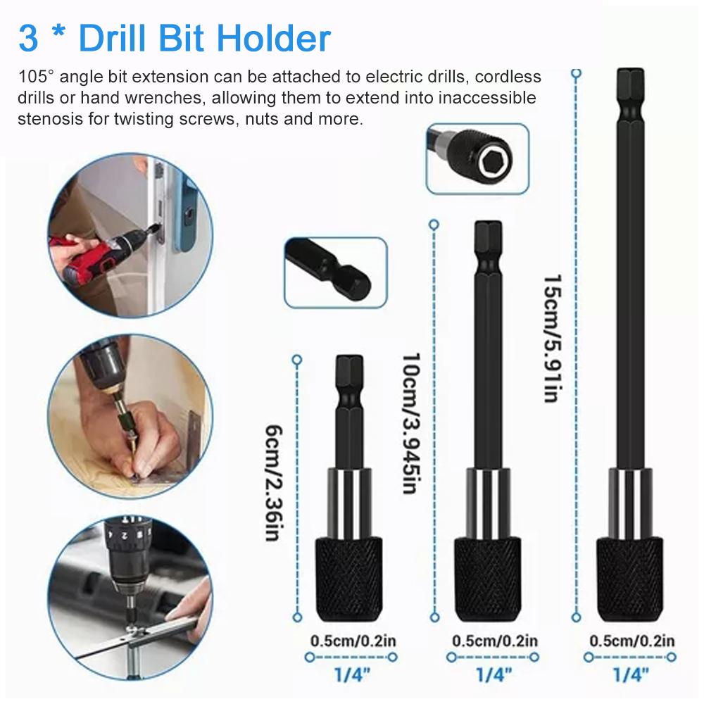 21PCS Flexible Drill Bit Extension Set with 105° Angle Drill Bit Extension & 1/2 3/8 1/4 inch Universal Socket Adapter & Drill Bit Holder & Screwdriver Bit Kit & Universal Socket Grip