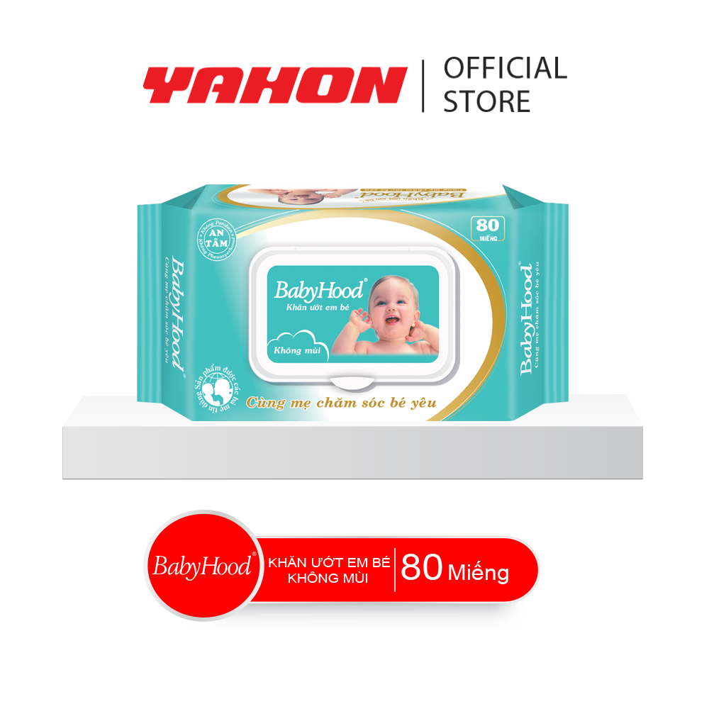 Bao Khăn Ướt Em Bé BABYHOOD Không Mùi, 80 Miếng/Bao