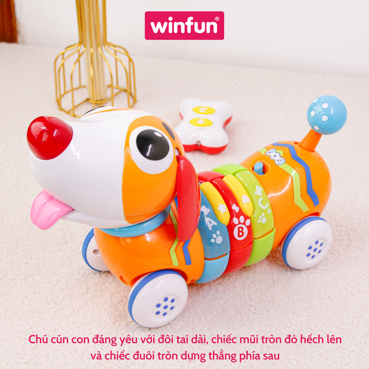 Xe ô tô đồ chơi thông minh điều khiển từ xa Winfun 1142 cho bé hình cún con cầu vồng có phát nhạc