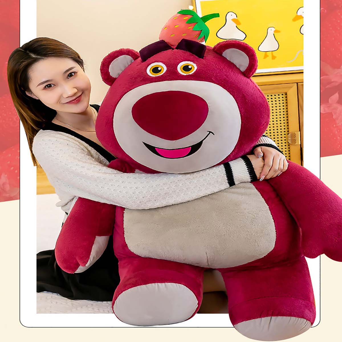 Gấu Dâu Bông Lotso Hoa Mini Nhỏ Có Thơm Mùi Dâu Thú Nhồi Bông Miniso Cute Giá Rẻ Anime Dễ Thương Nằm Ôm Ngủ Văn Phòng