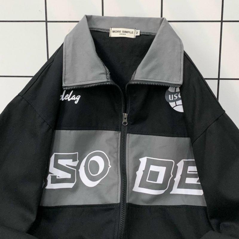 Áo khoác kaki USODEL _ Mẫu Áo kaki jacket túi hộp kéo zip in chữ phối màu unisex nam nữ thời trang mới phong cách hàn