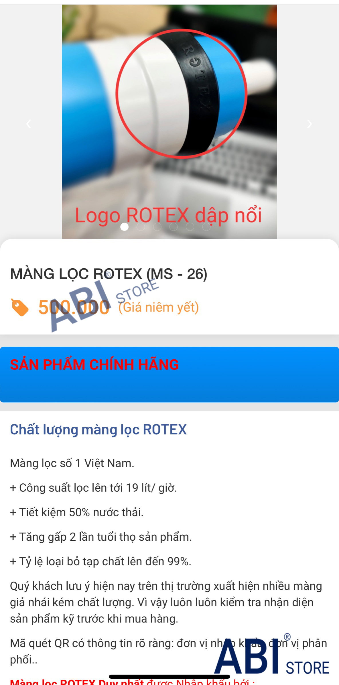 MÀNG LỌC NƯỚC RO ( LÕI LỌC NƯỚC SỐ 4 ) ROTEX