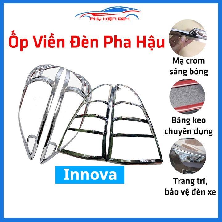 Ốp viền đèn pha hậu mạ crom Innova 2012-2015, 2017-2018-2019-2020-2021 chống trầy trang trí bảo vệ xe