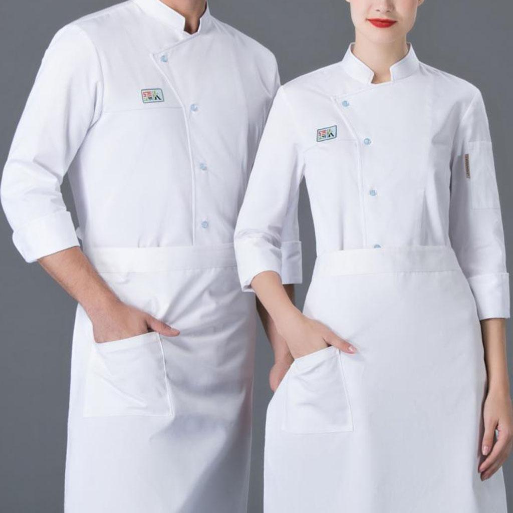 Unisex Chef Jackets Coat Long Sleeves Shirt Kitchen Uniform