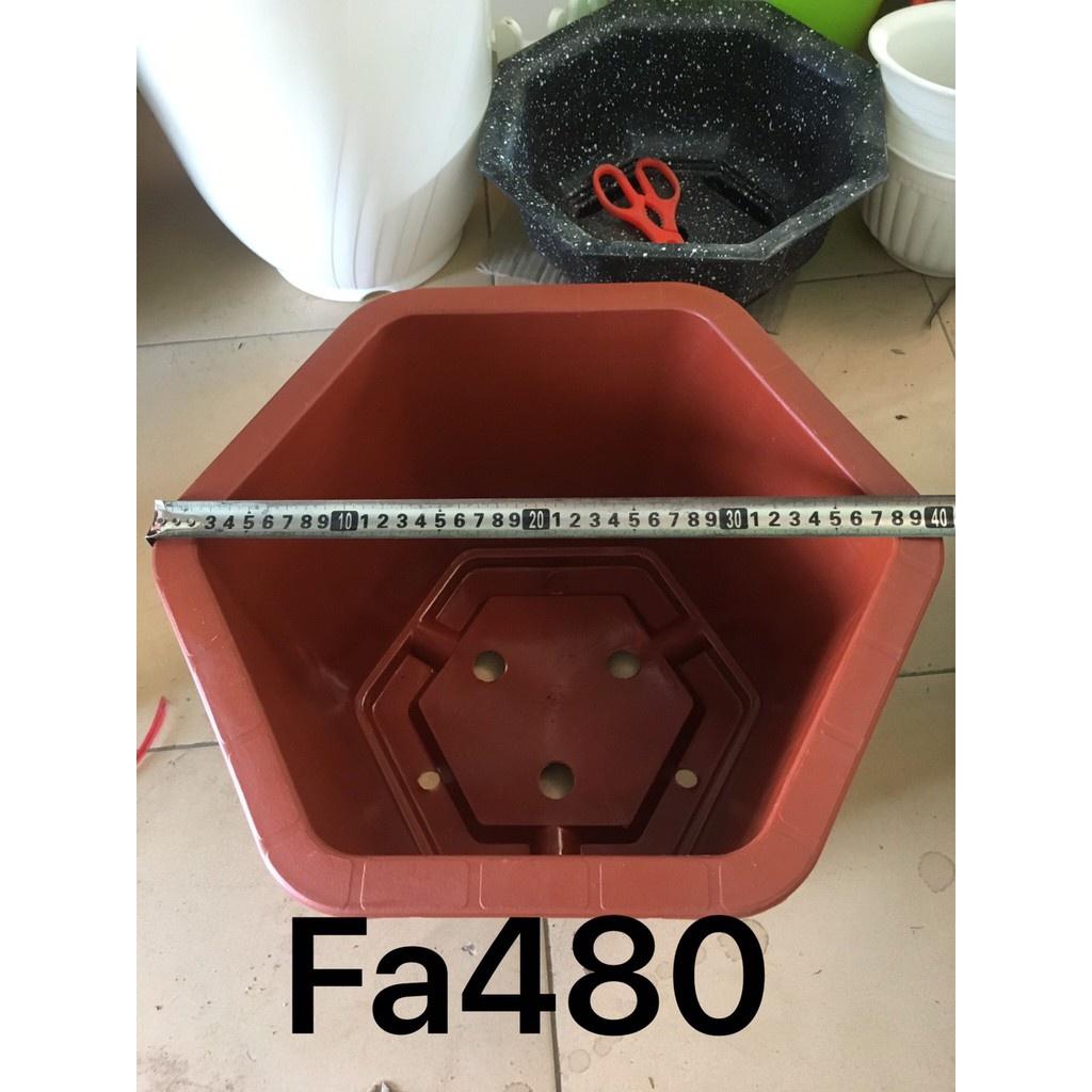 5 Chậu nhựa lục giác FA480 đỏ vân gạch dày loại 1