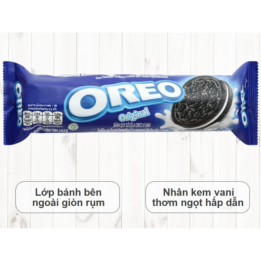 Combo 3 thanh bánh quy OREO vị vani, thanh 119.6g