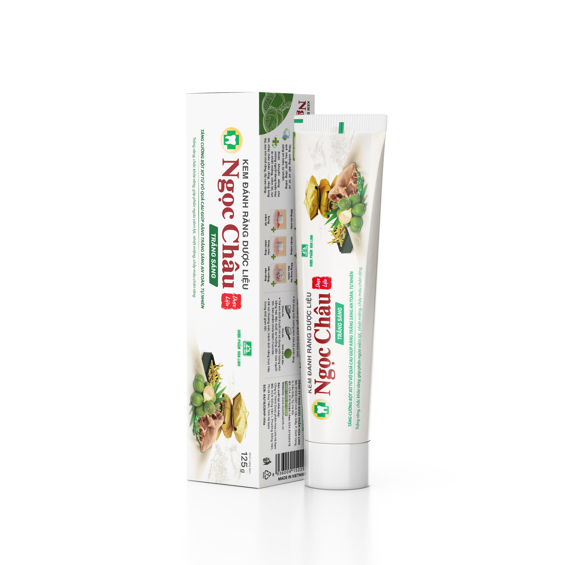 Kem Đánh Răng Dược Liệu Ngọc Châu Trắng Sáng 125g