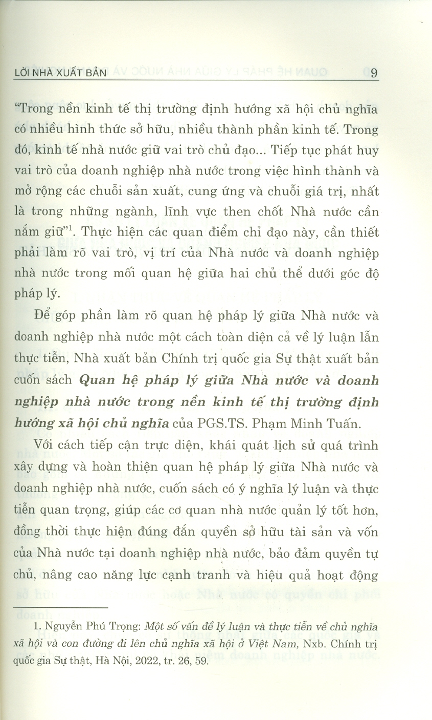 Quan Hệ Pháp Lý Giữa Nhà Nước Và Doanh Nghiệp Nhà Nước Trong Nền Kinh Tế Thị Trường Định Hướng Xã Hội Chủ Nghĩa (Sách Chuyên Khảo)