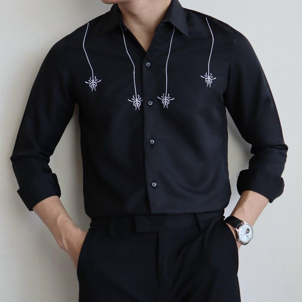 Áo sơ mi in thêu dài tay nam cực đẹp phong cách hàn quốc cho các bạn trẻ KB FASHION