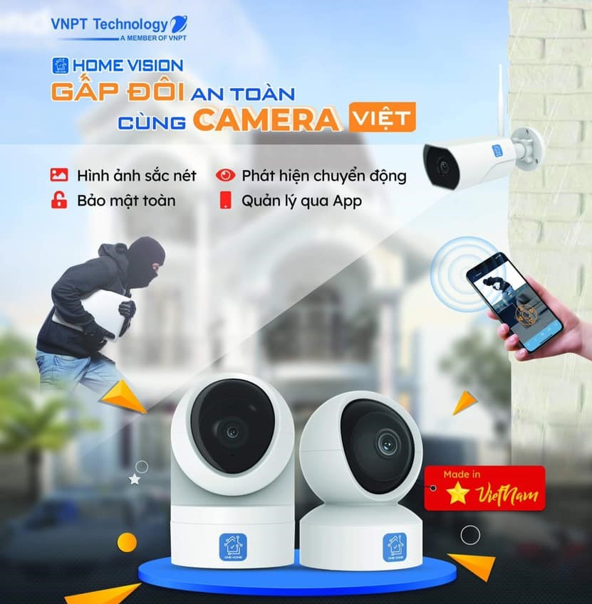 Camera IP Wifi ngoài trời VNPT Technology ONE HOME Home Vision HVOF02 kèm thẻ nhớ 16GB chuẩn chống nước hàng chính hãng
