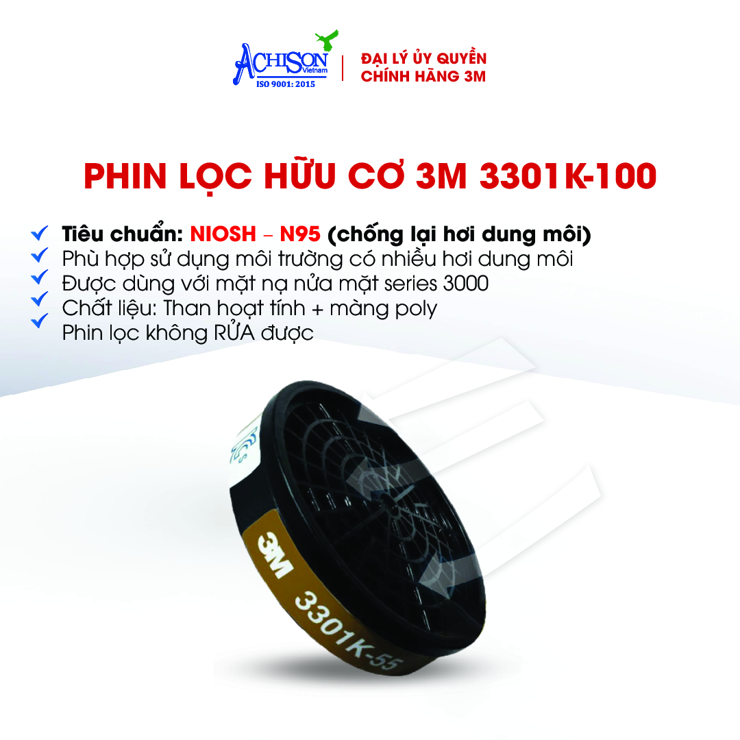 Bộ 4 Món Mặt Nạ 3M 3100/ 3200 + Phin Lọc 3M 3301K-100 + Tấm Lọc Bụi 3M 7711 + Nắp Giữ Tấm Lọc 3M 774