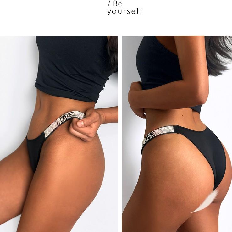  Quần Lót Lụa Đính Đá Sexy Love P313