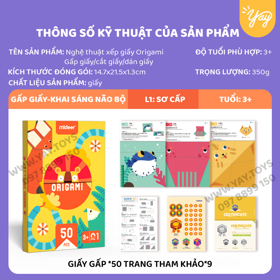 Bộ Xếp Giấy Nghệ Thuật Origami Cho Trẻ 3+