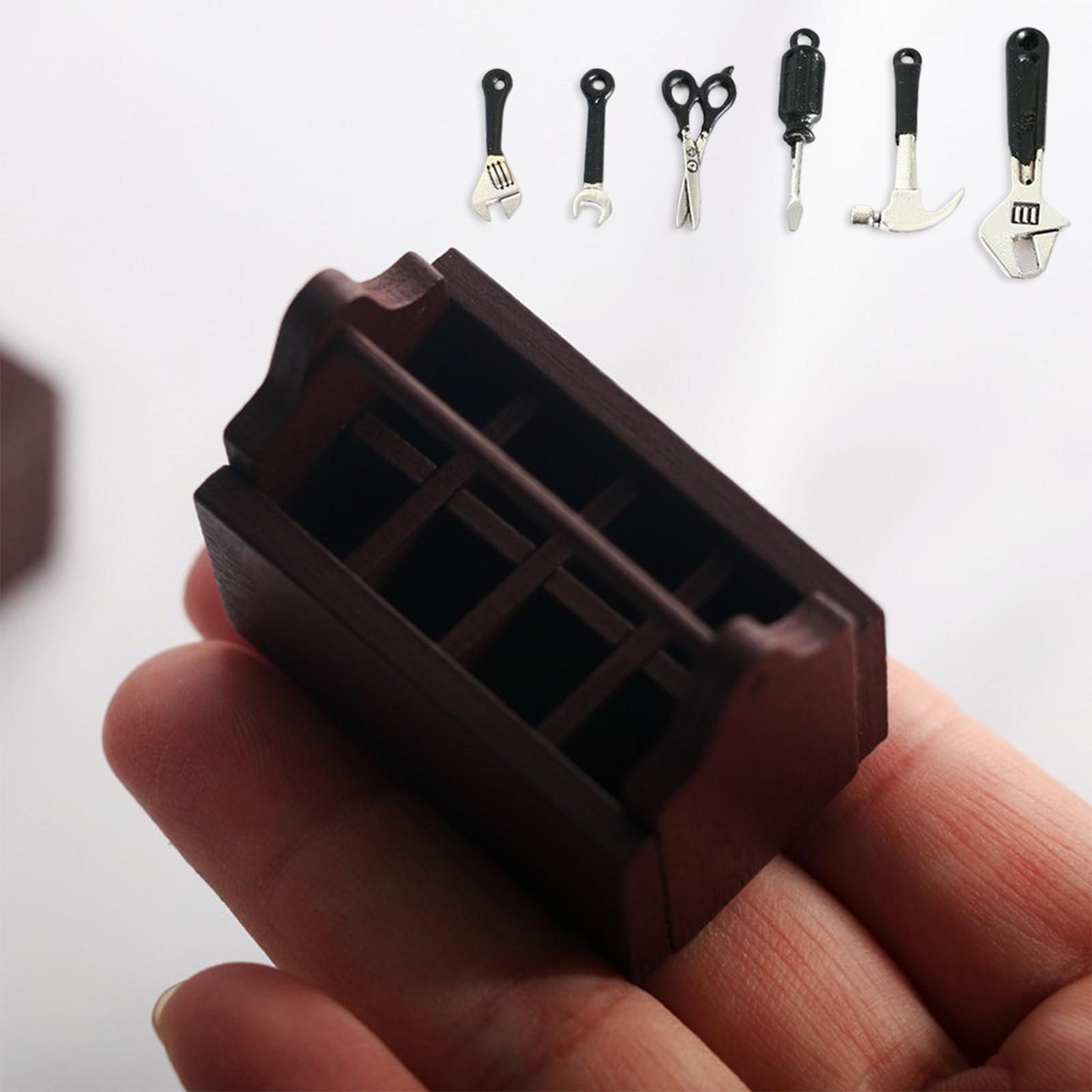 6x Simulation Dollhouse Repair Tools with Storage Case Dollhouse Decor Accessory Model Toys Life Scene 1/12 for Girls Kids Children Gifts