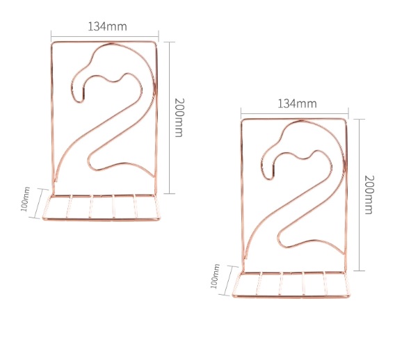 Giá Chặn Sách Kim Loại Để Bàn Hình Hồng Hạc - Màu Đồng (Bộ 2 Cái)