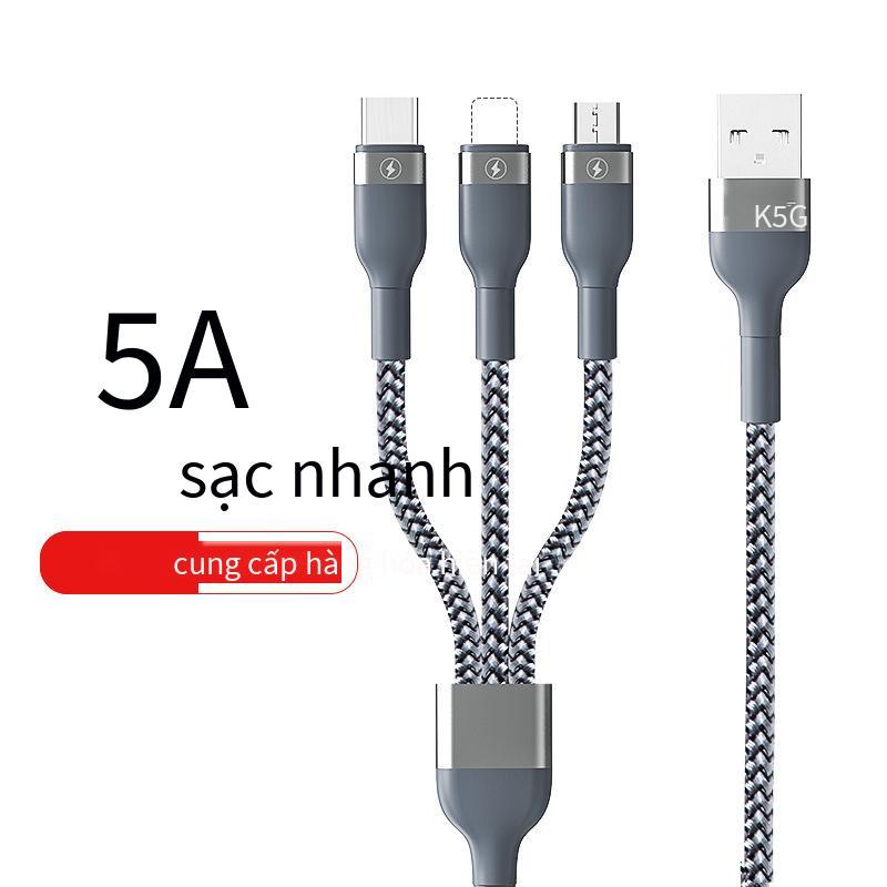Rui tốc độ đặc biệt tương thích hoàn toàn Cáp dữ liệu điện thoại di động ba trong một 5A dệt đa năng sạc nhanh một lần kéo ba cáp dữ liệu 65W
