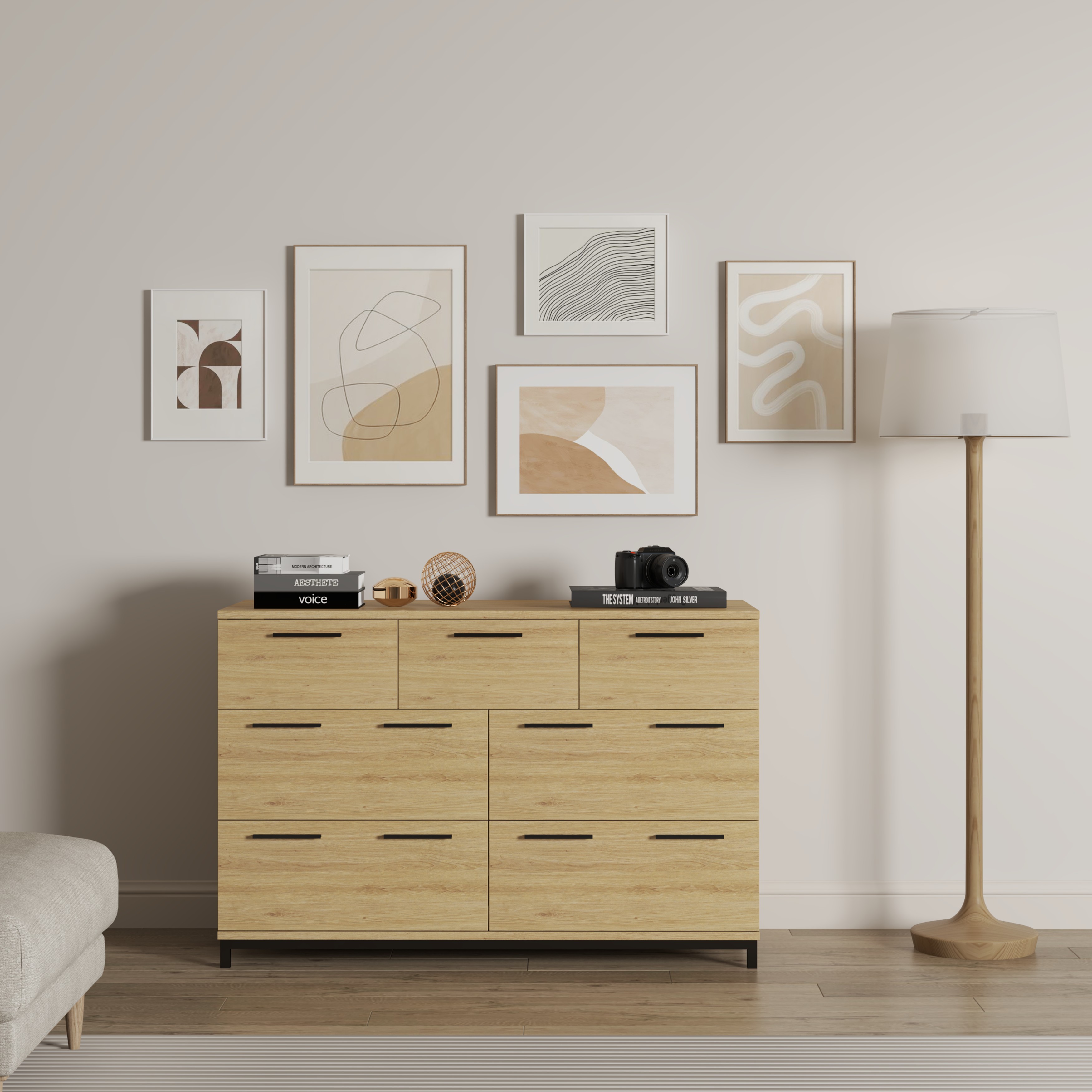 LOUIS , Tủ lưu trữ 7 ngăn kéo - chân sắt , 112cm x 45cm x 74cm , THK_061
