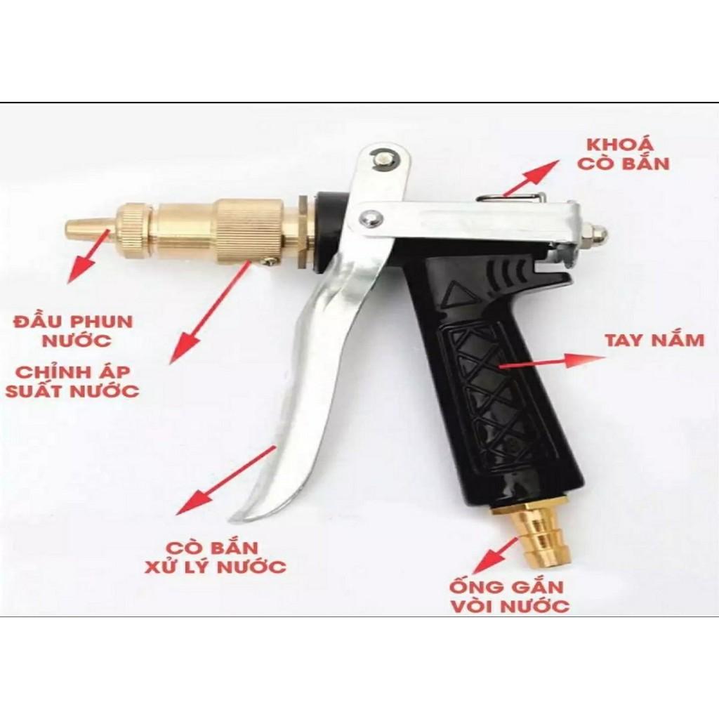 Súng xịt rửa nước áp lực cao màu vàng đồng.