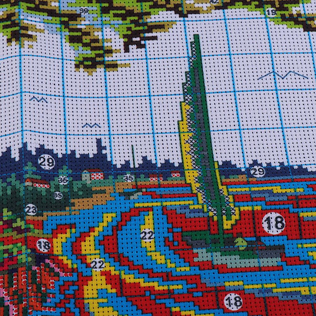 Stamped Cross Stitch Embroidery Kits Pre-Printed Pattern - Seaside Landscape