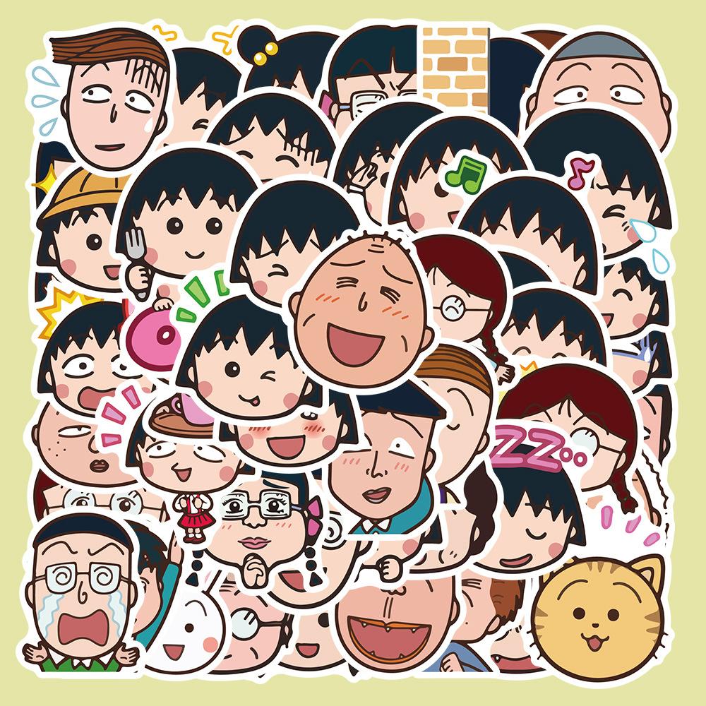 Sticker maruko icon hoạt hình cute trang trí mũ bảo hiểm, guitar, ukulele, điện thoại, sổ tay, laptop-mẫu S52