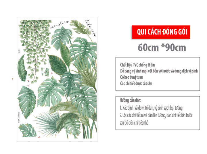 Decal dán tường Sticker dán tường các mẫu Lá Chuối