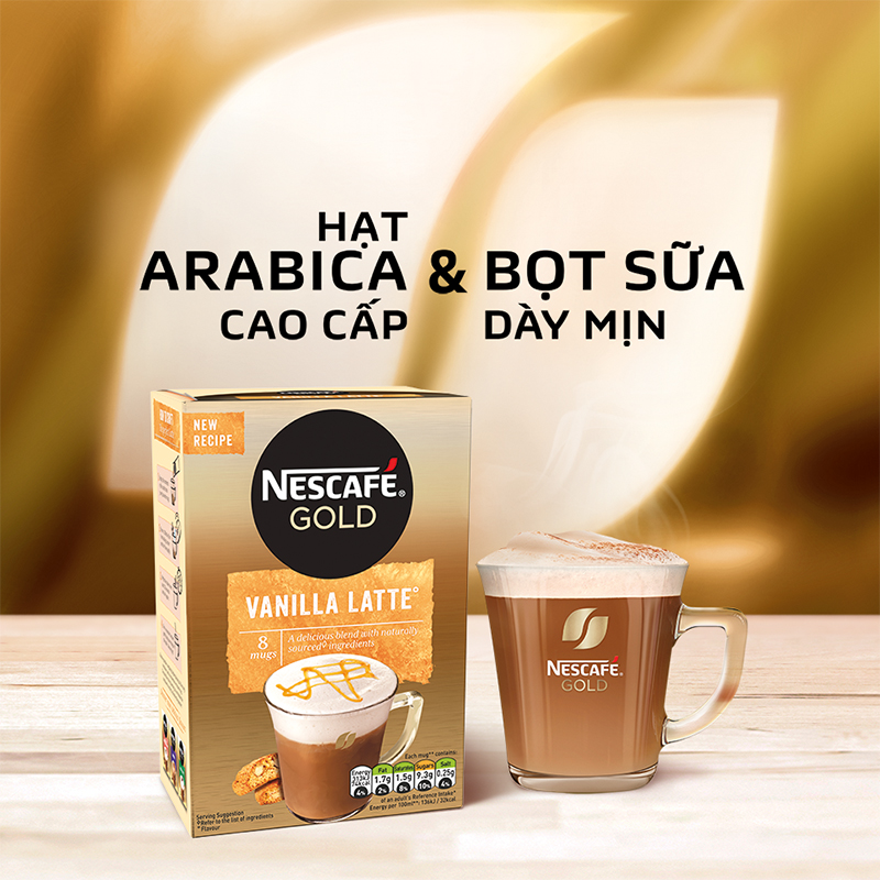 Cà Phê Hòa Tan Cao Cấp NESCAFÉ GOLD Vanilla Latte (Hộp 8 Gói x 18.5g)