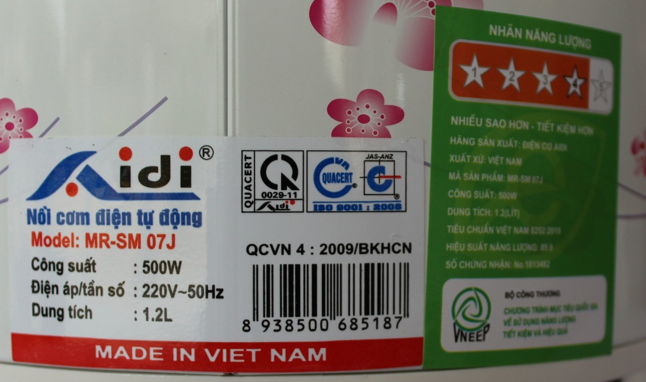 Nồi Cơm Điện Tự Động Nắp Gài Aidi MR-SM 07J (1,2 lít) - Màu Ngẫu Nhiên - Hàng Chính Hãng