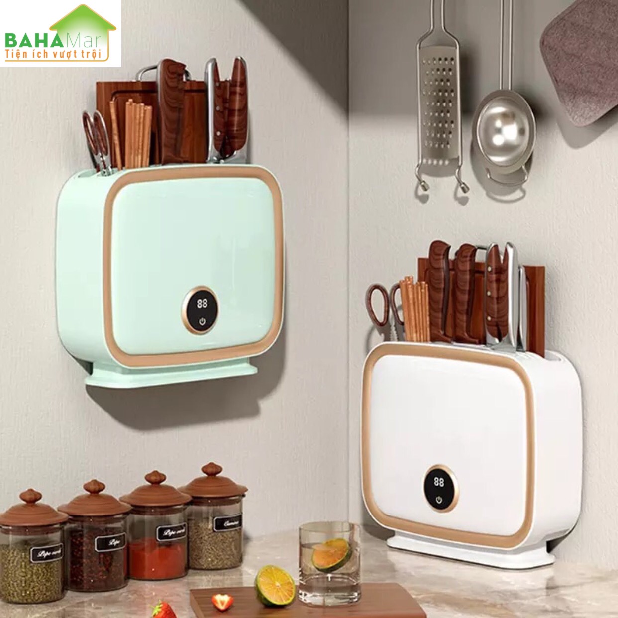MÁY TIỆT TRÙNG UV DIỆT KHUẨN VÀ SẤY CHO DAO KÉO, ĐŨA THÌA "BAHAMAR" Cảm ứng Thông Minh, Tiệt trùng lặp tỷ lệ cao đến 99%
