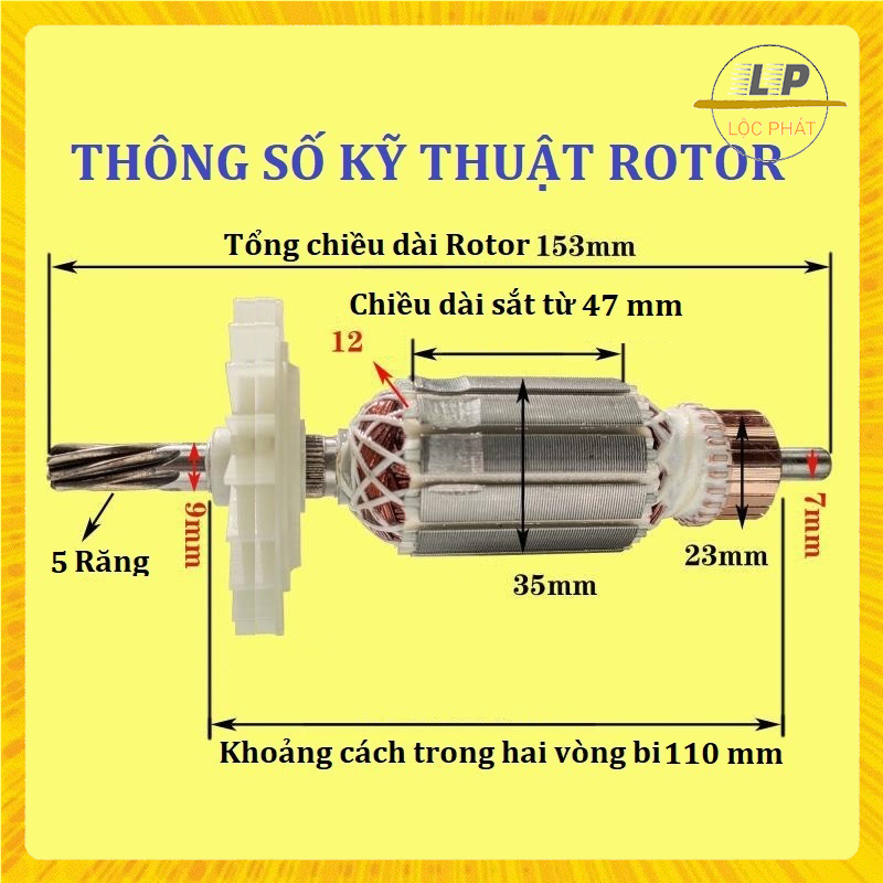 Rotor máy khoan bê tông cho Bosch GBH 2-24 - loại nhông 5 răng